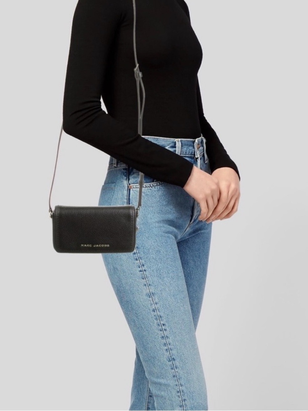 Marc Jacobs Black Pebbled Leather Crossbody Wallet
